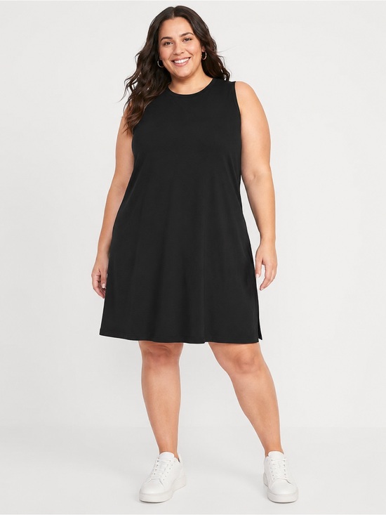 Old Navy Dresses & Skirts - Old Navy 3X Black Cotton Tee Shirt Dress Sleeveless Knit Knee Length 24/26